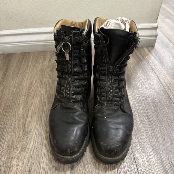 Vtg Chippewa Men's Zip Black Motorcycle Steel Toe Dual Guard Work Boots 10.5 E - Picture 6 of 12